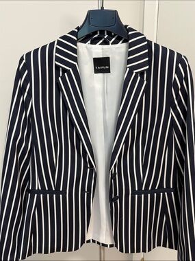 Taifun Navy & White Vertical Striped Blazer-Size 36/US 6